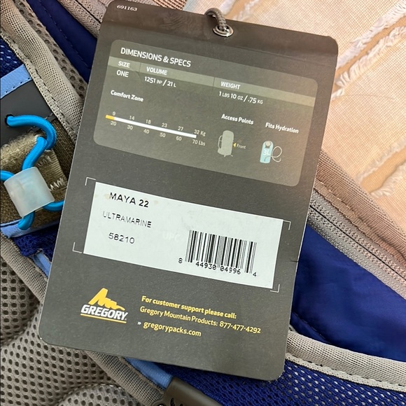 Gregory Blue Outdoor Backpack Streamlined Design - Picture 3 of 3